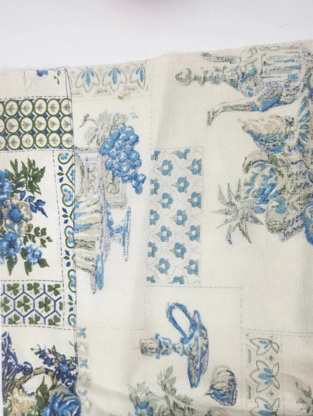 Vintage mid century blue 70s Kitchen Curtain 39